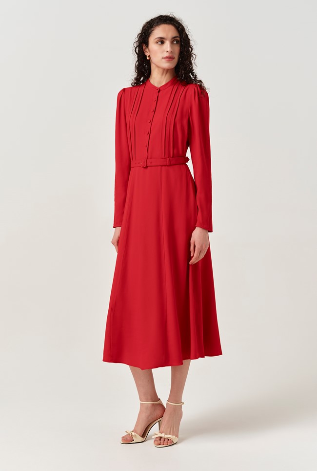 Freya Crepe Belted Midi Dress