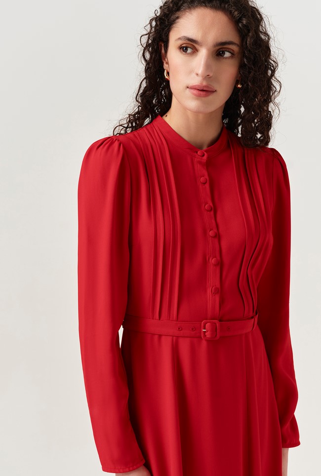 Freya Crepe Belted Midi Dress