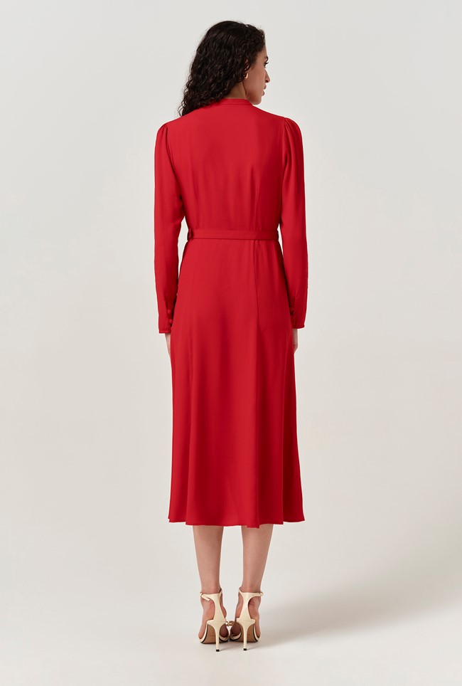 Freya Crepe Belted Midi Dress