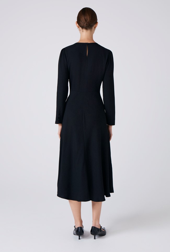 Kiara Crepe Round Neck Midi Dress