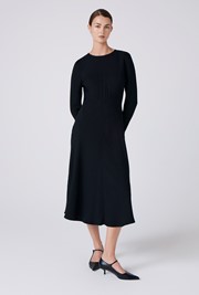 Kiara Crepe Round Neck Midi Dress