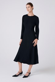 Kiara Crepe Round Neck Midi Dress