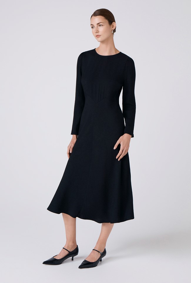 Kiara Crepe Round Neck Midi Dress