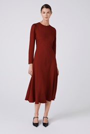 Kiara Crepe Round Neck Midi Dress