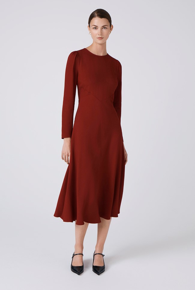 Kiara Crepe Round Neck Midi Dress
