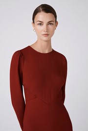 Kiara Crepe Round Neck Midi Dress