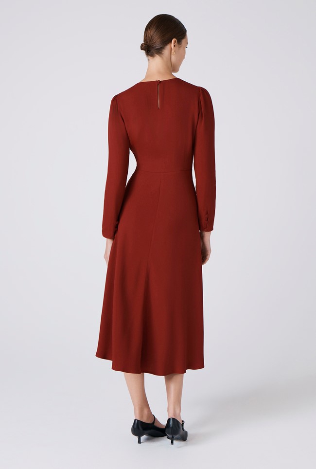 Kiara Crepe Round Neck Midi Dress