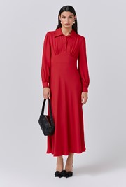 Wendy Crepe Collared Neck Midi Dress