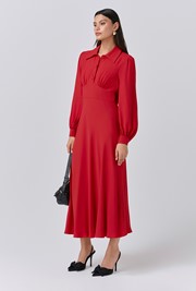 Wendy Crepe Collared Neck Midi Dress