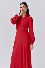 Wendy Crepe Collared Neck Midi Dress