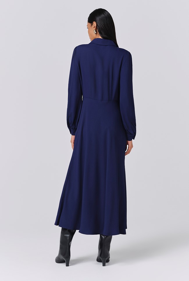 Wendy Crepe Collared Neck Midi Dress
