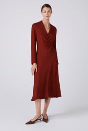 Cecelia Crepe V Neck Midi Dress