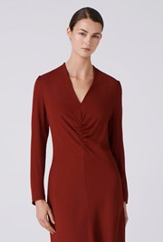 Cecelia Crepe V Neck Midi Dress