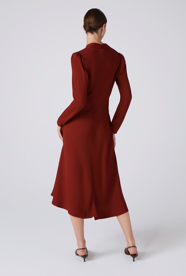 Cecelia Crepe V Neck Midi Dress