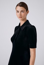 Wilma Velvet Collared Neck Midi Tea Dress