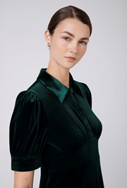 Wilma Velvet Collared Neck Midi Tea Dress