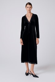 Amelia Velvet V Neck Midi Dress