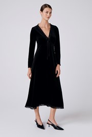 Amelia Velvet V Neck Midi Dress