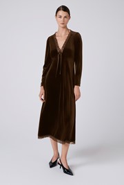 Amelia Velvet V Neck Midi Dress