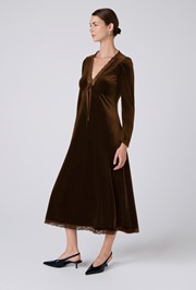 Amelia Velvet V Neck Midi Dress