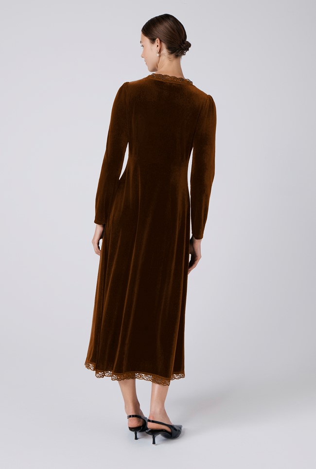 Amelia Velvet V Neck Midi Dress