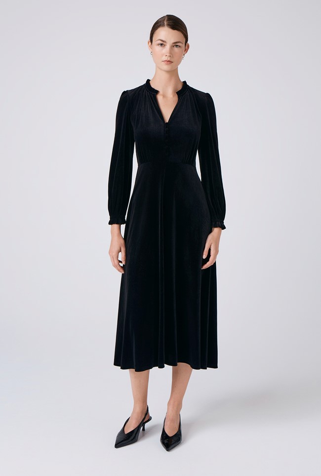 Ivy Velvet V Neck Midi Dress