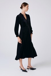 Ivy Velvet V Neck Midi Dress