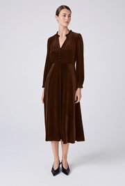 Ivy Velvet V Neck Midi Dress