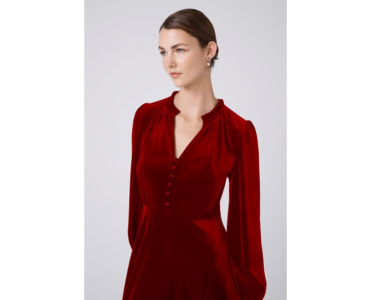 ghost red velvet dress Ghost Sydney Silk Velvet Dress, Dark Red