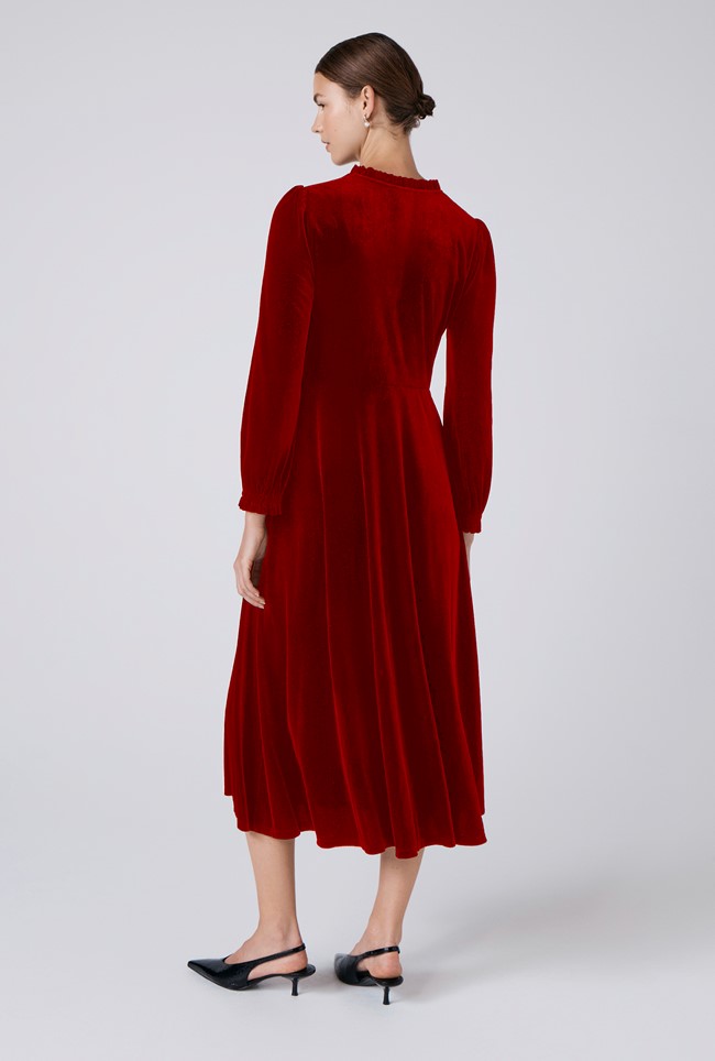 Ivy Velvet V Neck Midi Dress