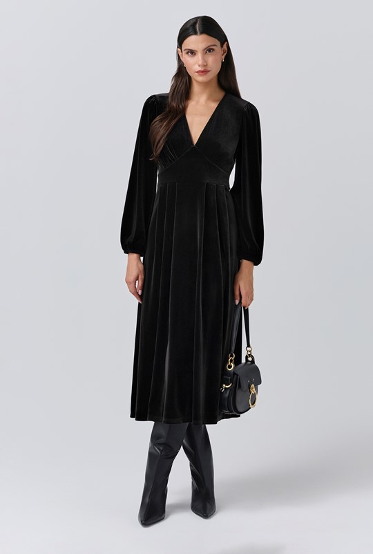 Kimberley Velvet Tiered Midi Dress