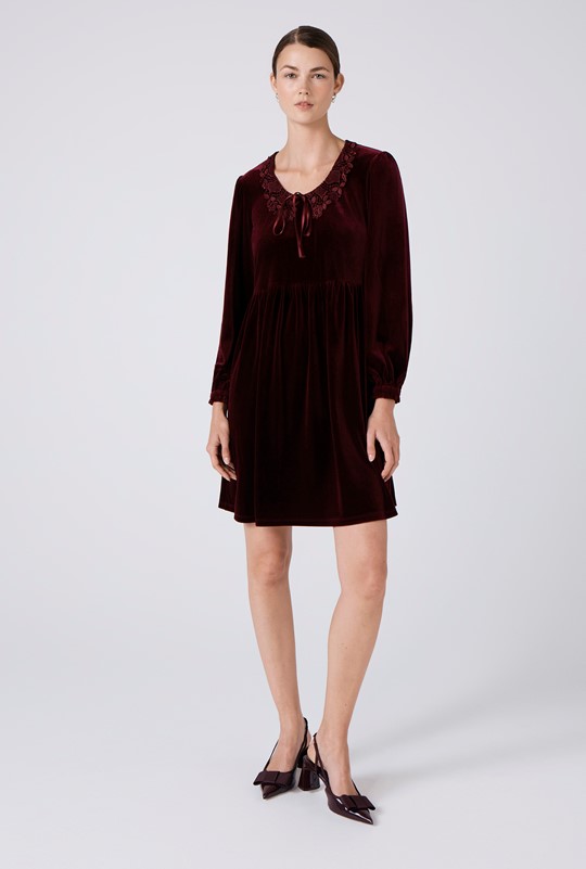 Harper Velvet Doll Neck Short Dress