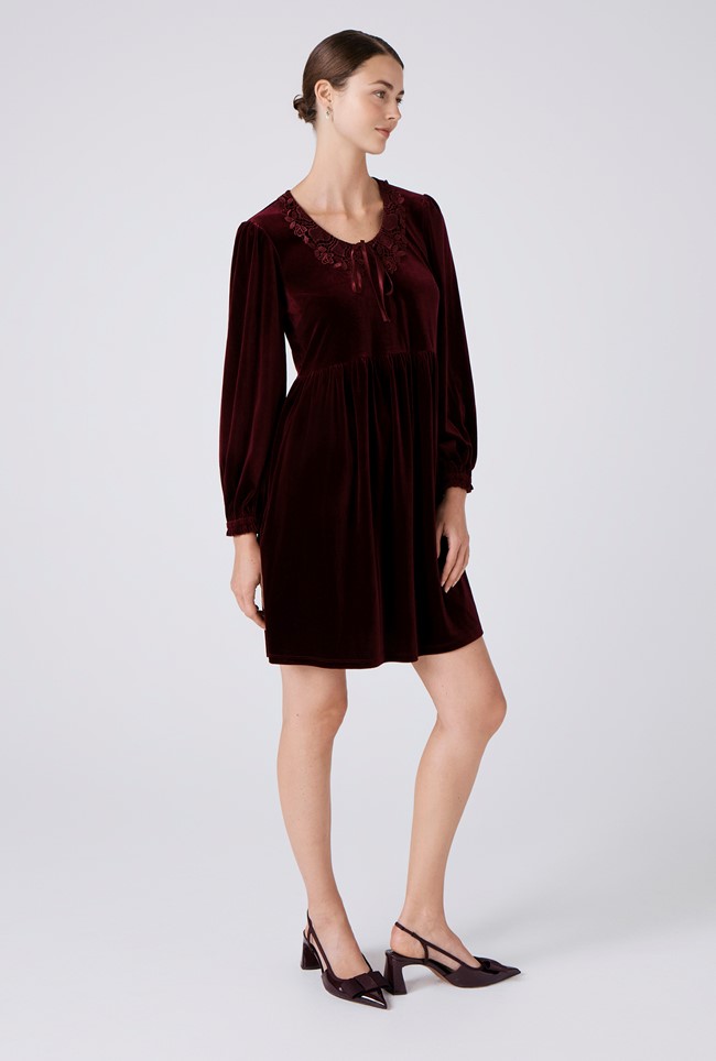 Harper Velvet Doll Neck Short Dress