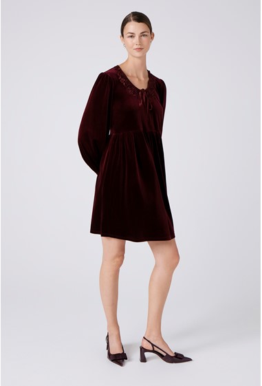 Harper Velvet Doll Neck Short Dress | Ghost London