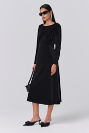 Adeline Velvet Round Neck Midi Dress