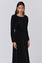 Adeline Velvet Round Neck Midi Dress
