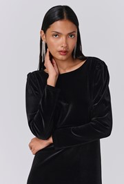 Adeline Velvet Round Neck Midi Dress