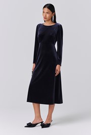 Adeline Velvet Round Neck Midi Dress
