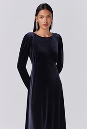 Adeline Velvet Round Neck Midi Dress