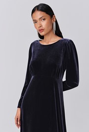 Adeline Velvet Round Neck Midi Dress