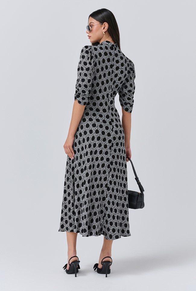 Mia Crepe Floral Midi Tea Dress