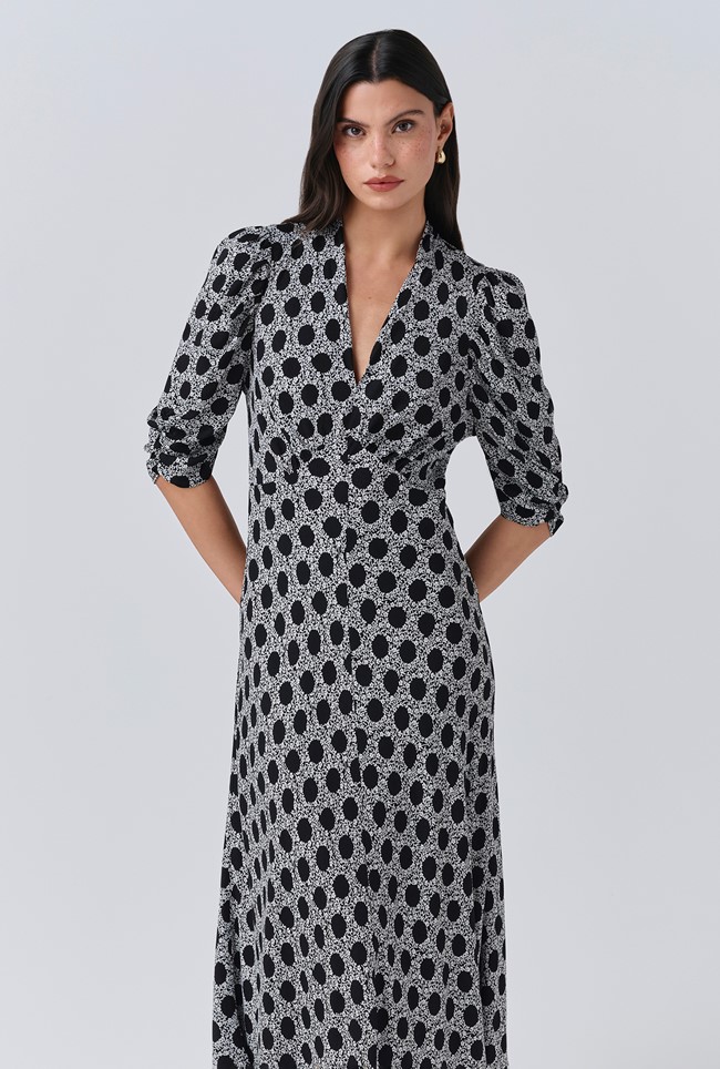 Mia Crepe Floral Midi Tea Dress