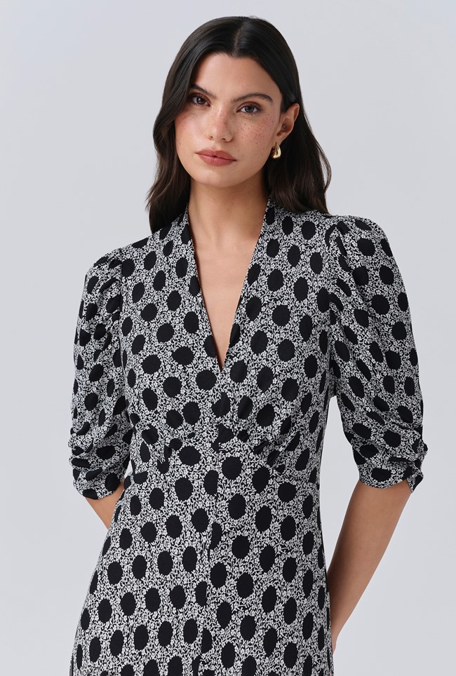 Mia Crepe Floral Midi Tea Dress