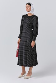 Fiona Satin Polka Dot Midi Dress