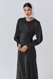 Fiona Satin Polka Dot Midi Dress