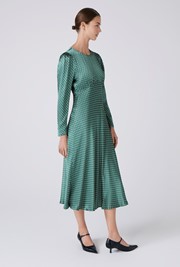 Kiara Polka Dot Satin Round Neck Dress