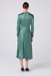 Kiara Polka Dot Satin Round Neck Dress