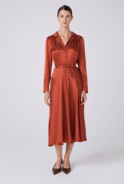 Victoria Polka Dot Collared Midi Dress