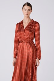 Victoria Polka Dot Collared Midi Dress