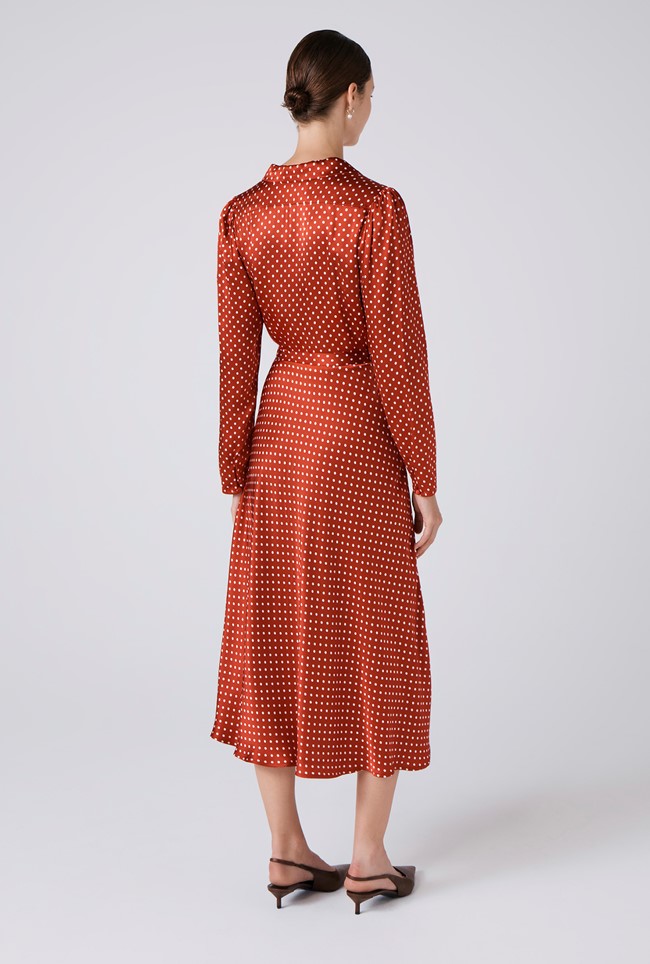 Victoria Polka Dot Collared Midi Dress